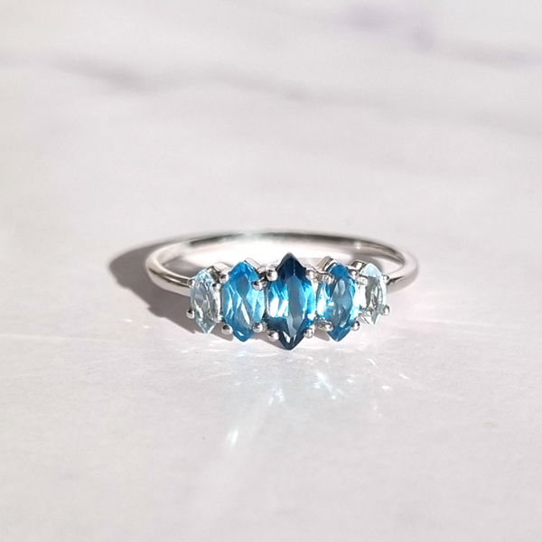 Ombre Blue Topaz Ring in Sterling Silver