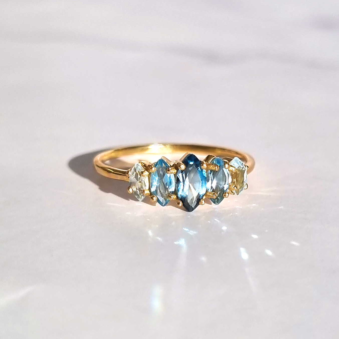 Ombre Blue Topaz Ring in 18k Gold Vermeil
