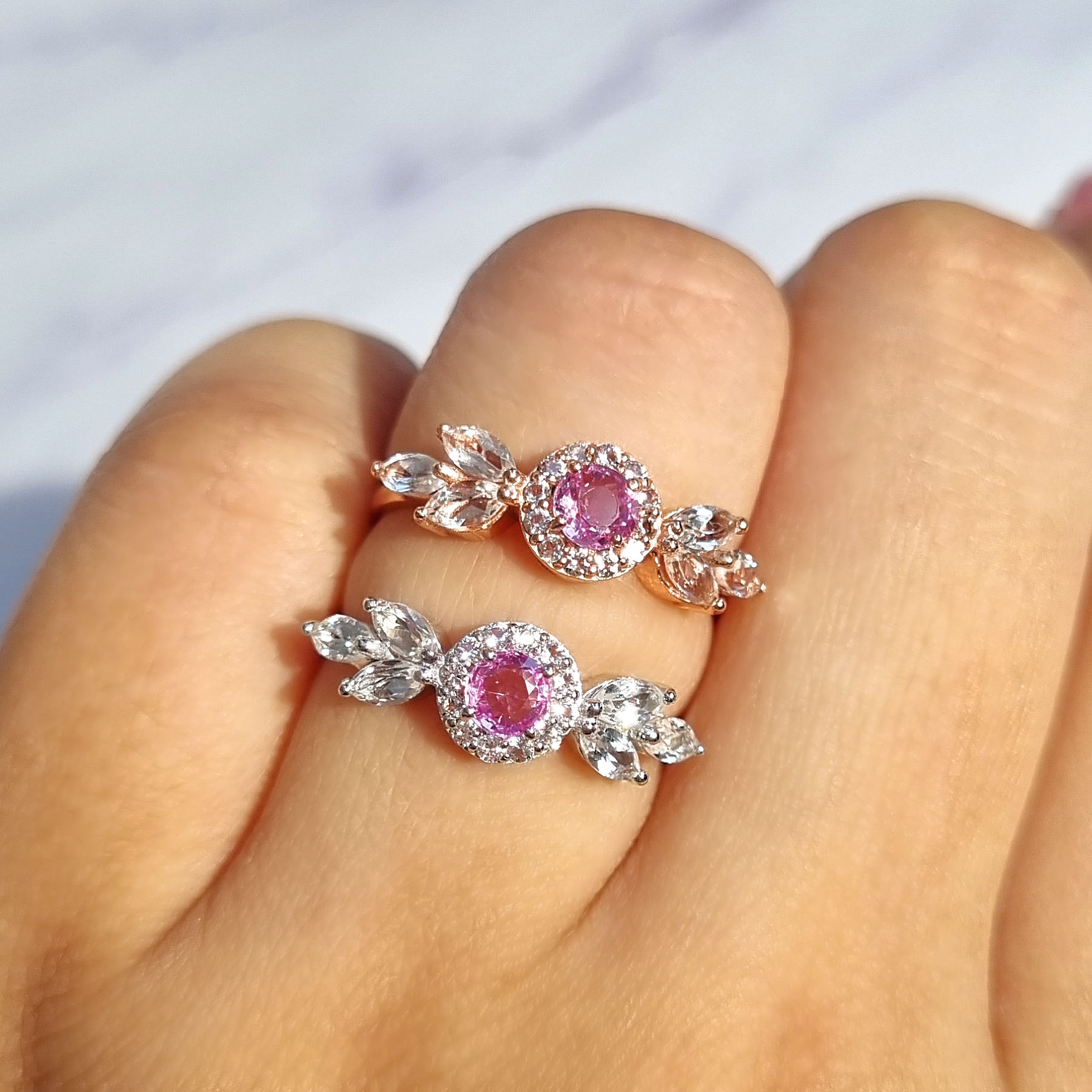 Aurelia Pink Sapphire Ring in Sterling Silver
