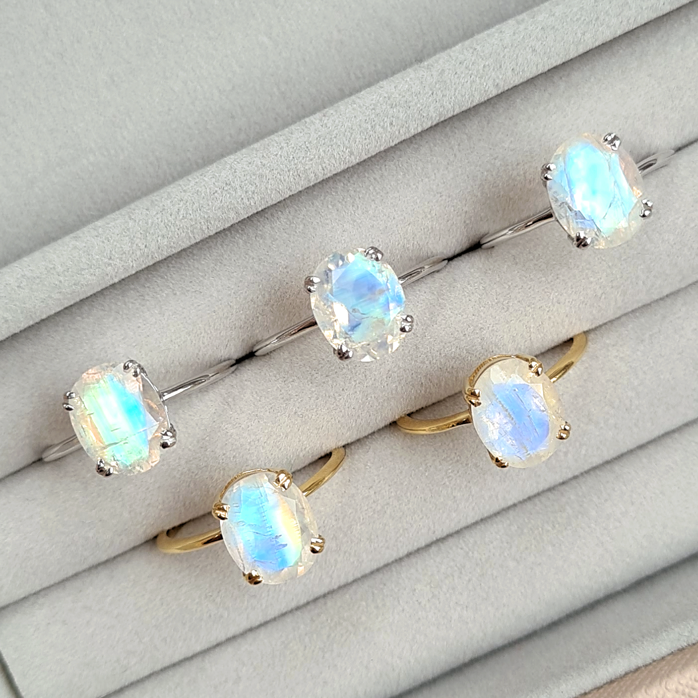 Gold Vermeil & Sterling Silver Oval Cut Rainbow Moonstone Ring - Anniversary, Birthday, Mother's Day Gift for her, Engagement, Gemstone Ring