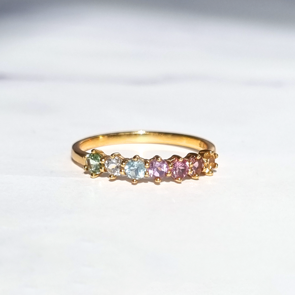 Pastel Rainbow Gemstone Ring in 18k Gold Vermeil