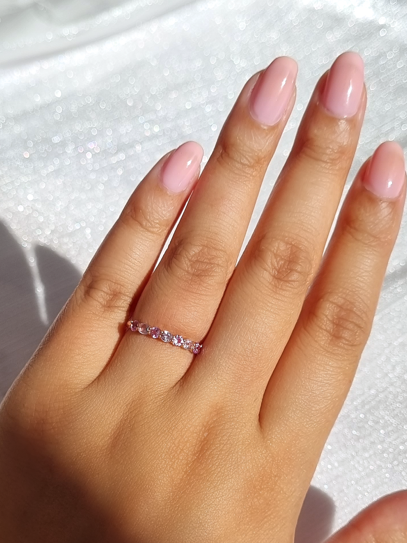 Pink Sapphire & Pink Amethyst Half Eternity Band in Sterling Silver