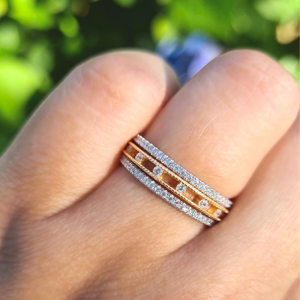 Stella Stacking Ring Set (Silver & Gold)