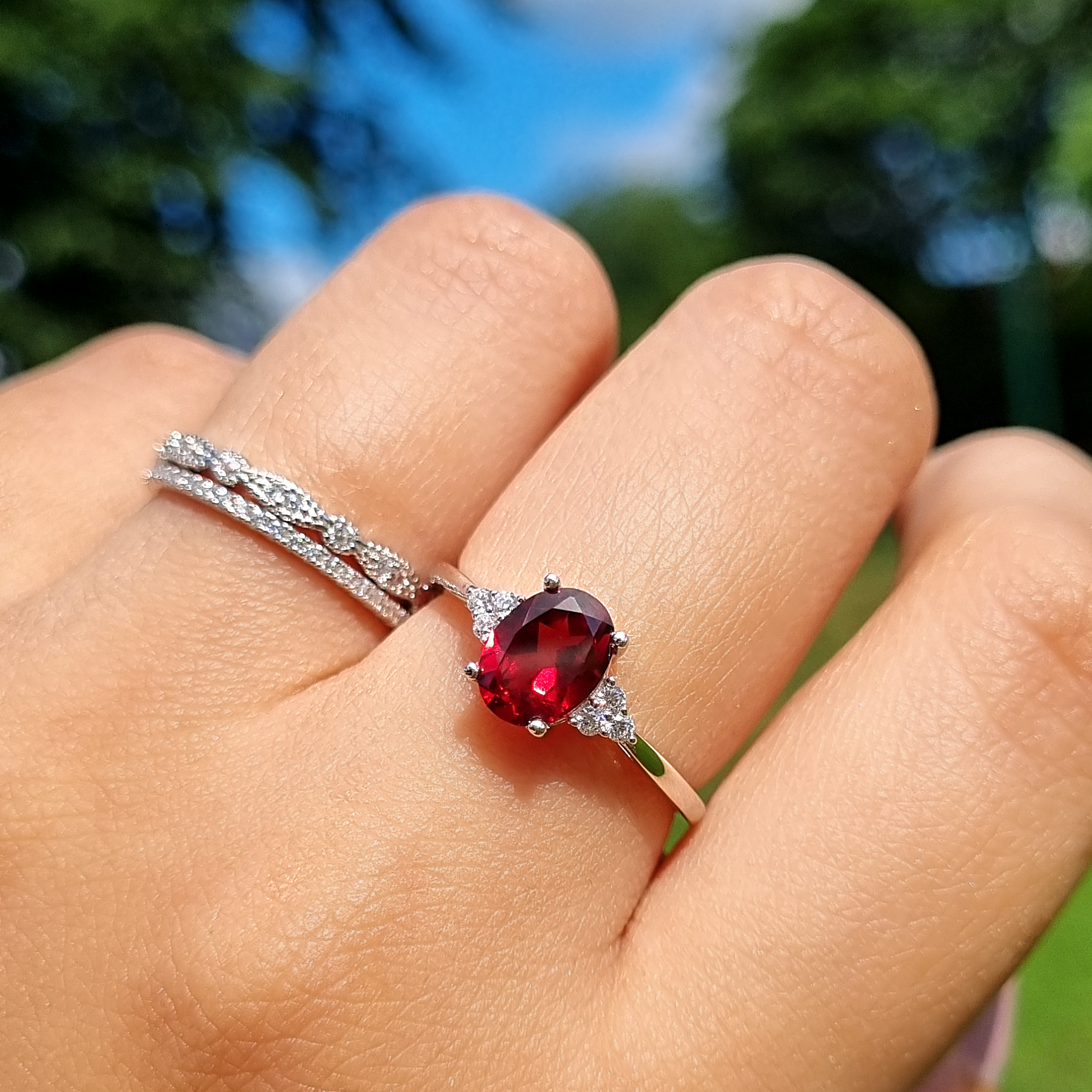 Garnet Ring in Sterling Silver