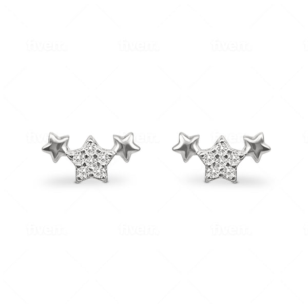 Trio of Stars Earrings in Sterling Silver