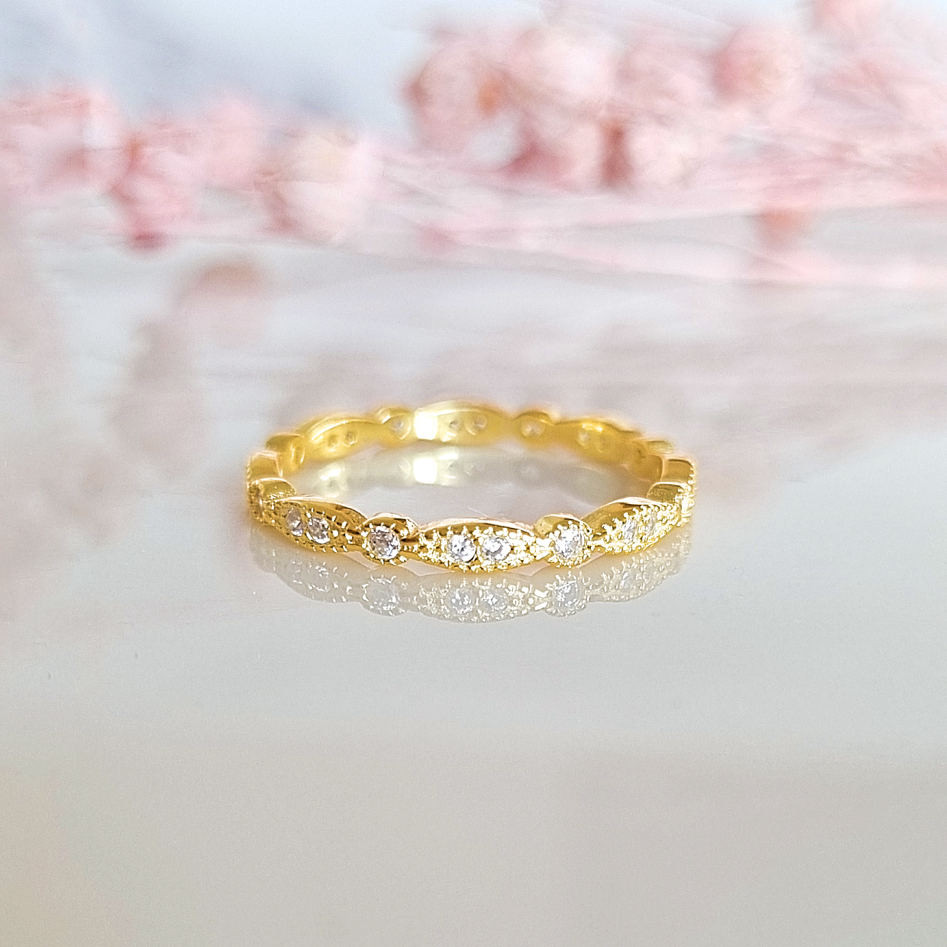 Vintage Style Full Eternity Band in Gold