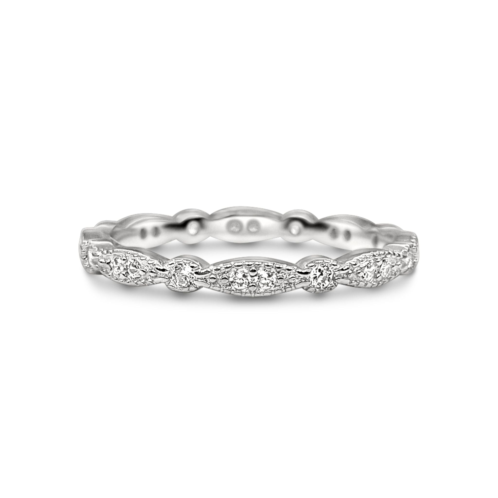 Vintage Style Full Eternity Band in Sterling Silver
