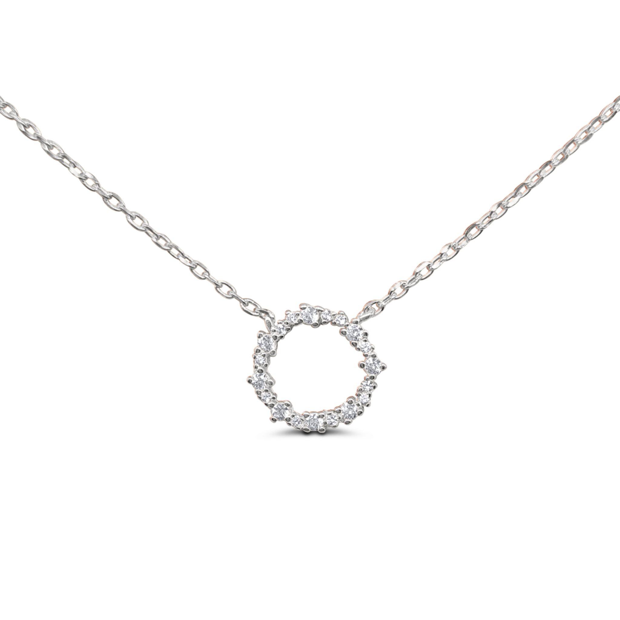 Circle Eternity Necklace in Sterling Silver