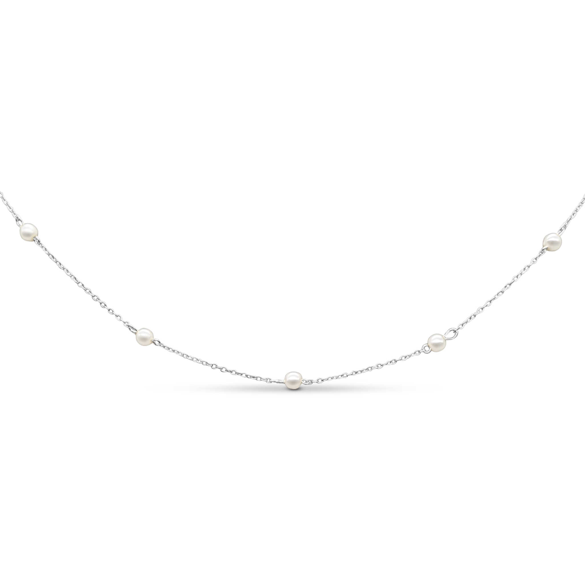 Sterling Silver Mini Pearl Beaded Necklace - Freshwater Pearl, Simple, Minimalist, Birthday, Anniversary, Bridal, Gift For Her, Mum