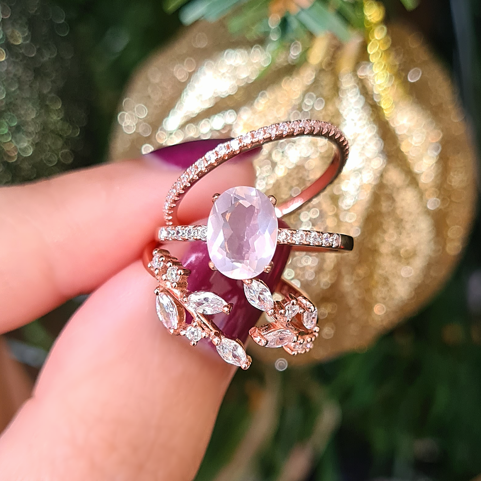 STONE OF LOVE : Rose Quartz Ring in Rose Gold Vermeil - Anniversary, Birthday Gift for Her, Wife, Mum, Engagement, Promise, Gemstone Ring